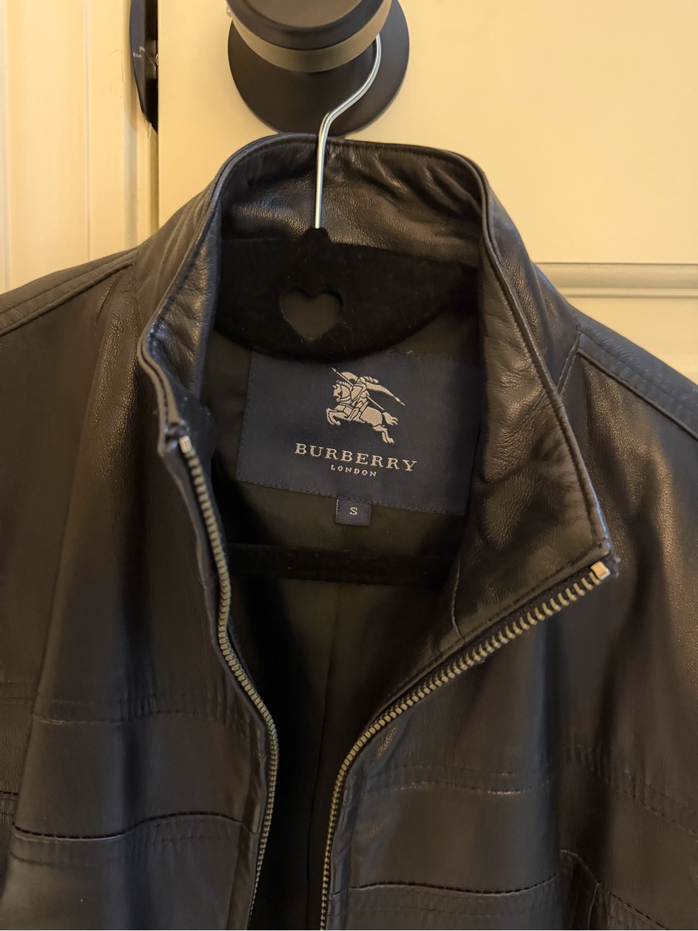 Burberry Black Leather Zip-Up Jacket - Picture 2 of 5